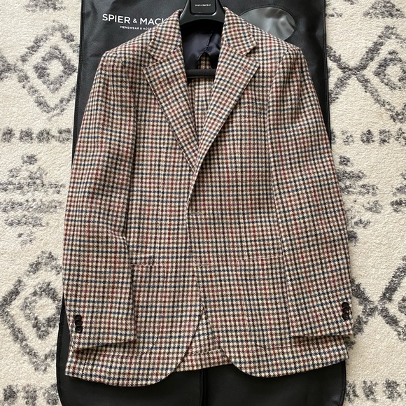 Spier & Mackay Sport Coat 40L Contemporary FitBrown/Blue Houndstooth Check
